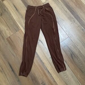 Nike Air Womens Fleece Joggers Brown Piping Sweatpants XS‎ Brown
